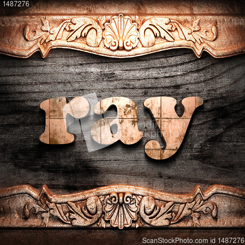 Image of Golden word on wood