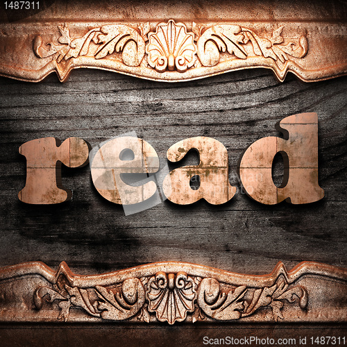 Image of Golden word on wood