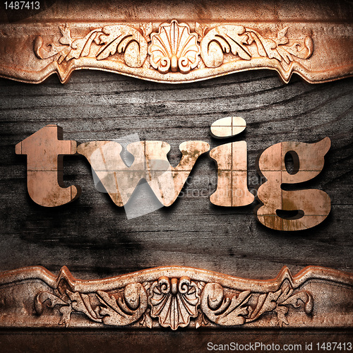 Image of Golden word on wood
