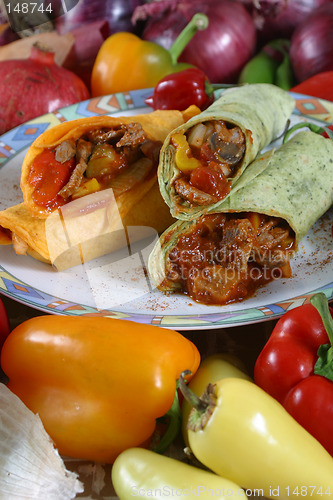 Image of meat and vegetable wrap