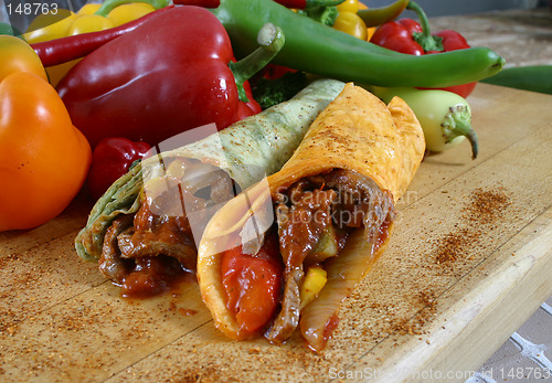 Image of meat and vegetable wrap