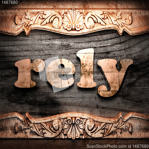 Image of Golden word on wood