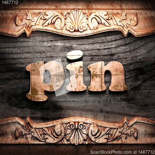 Image of Golden word on wood