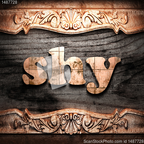 Image of Golden word on wood