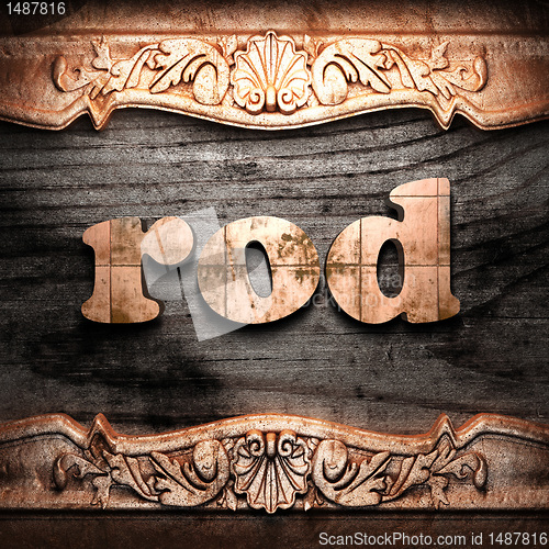 Image of Golden word on wood