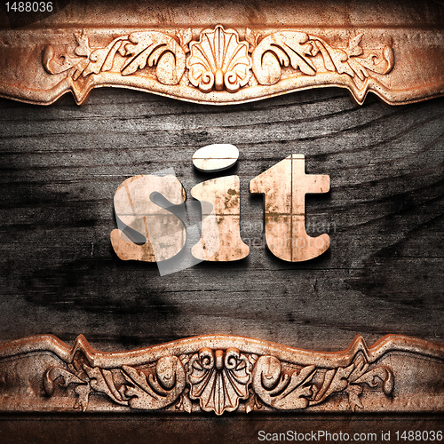 Image of Golden word on wood