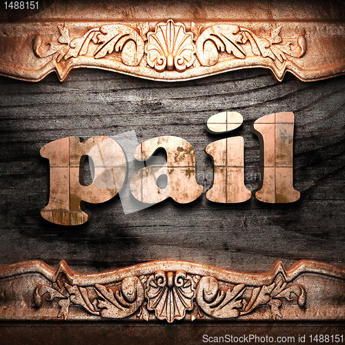 Image of Golden word on wood