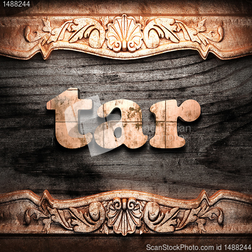 Image of Golden word on wood