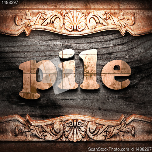 Image of Golden word on wood
