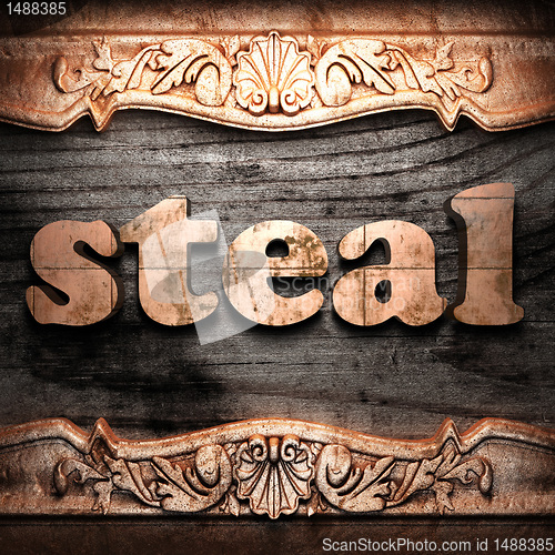 Image of Golden word on wood