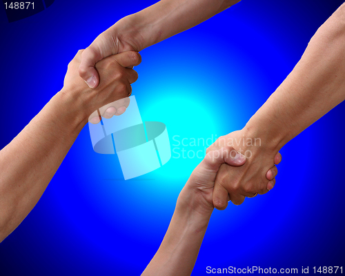 Image of hands in blue light