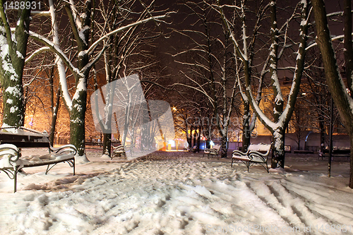 Image of park at winter night