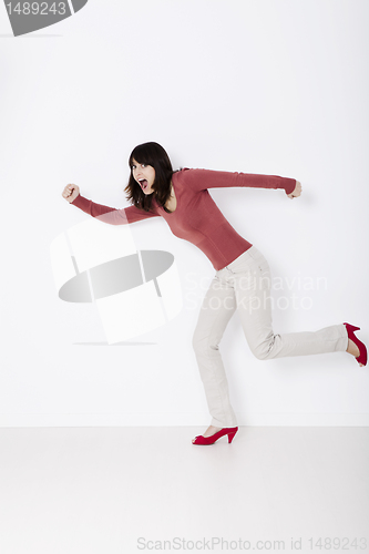 Image of Beautiful woman running