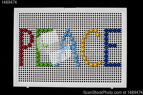 Image of Text Peace on child mosaic