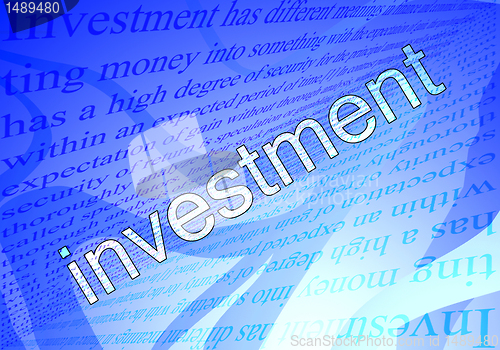 Image of Text investment and blue background
