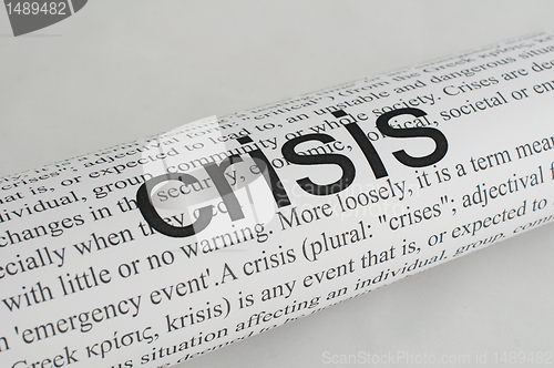 Image of Typed text Crisis on paper