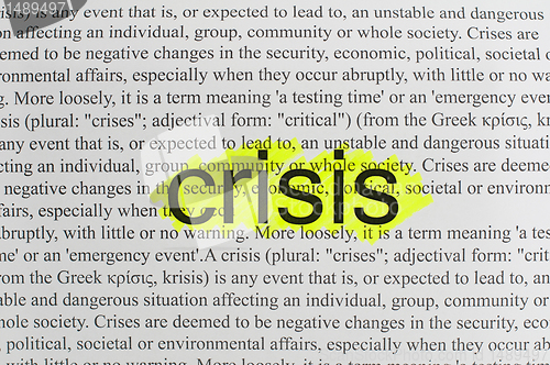 Image of Typed text Crisis on paper