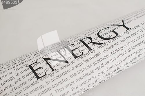 Image of Typed text Energy on paper