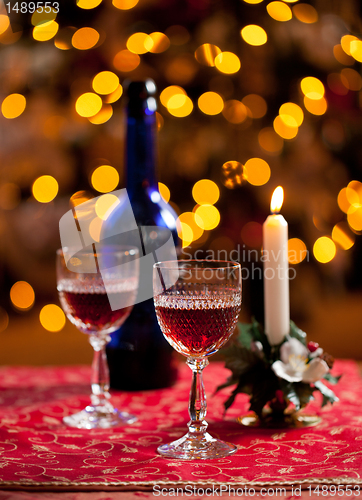 Image of Sherry glasses in front of xmas tree