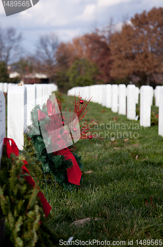 Image of Xmas wreaths in Arlington Cemetery