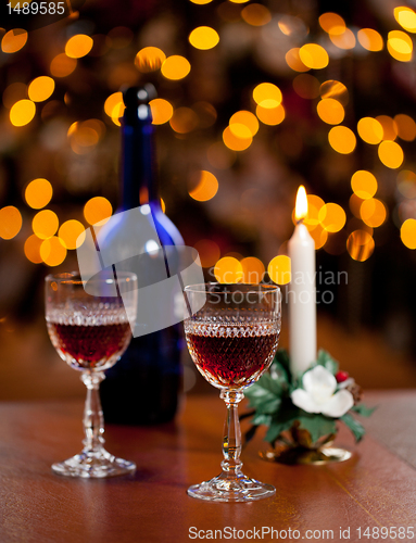 Image of Sherry glasses in front of xmas tree