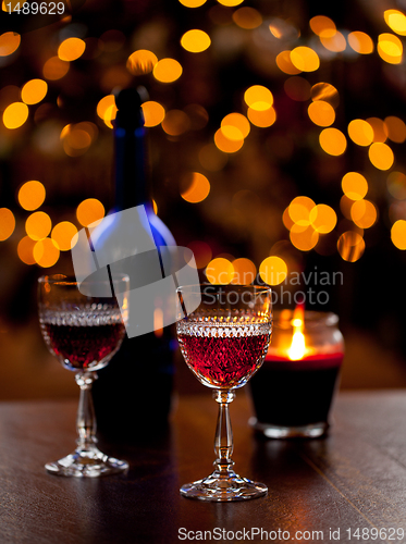 Image of Sherry glasses in front of xmas tree