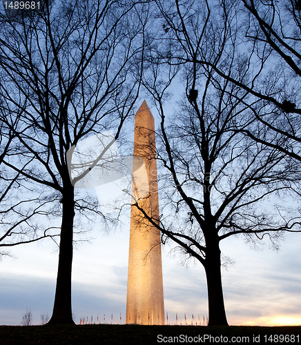 Image of Wide angle view of Washington Monument