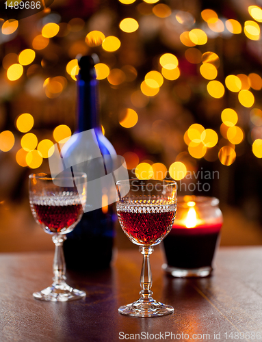 Image of Sherry glasses in front of xmas tree