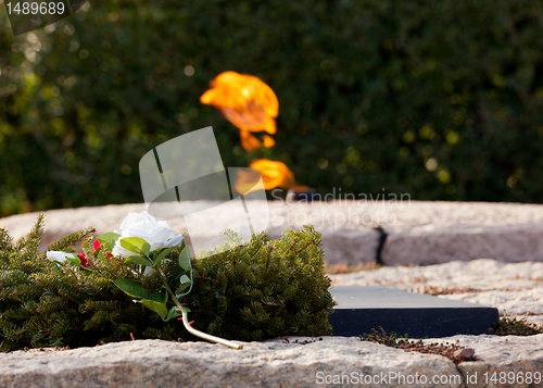 Image of Christmas wreath by JFK memorial