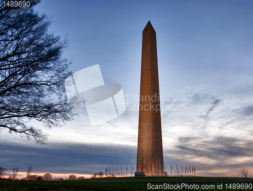 Image of Wide angle view of Washington Monument