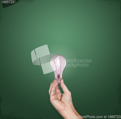 Image of Bright idea lightbulb in hand