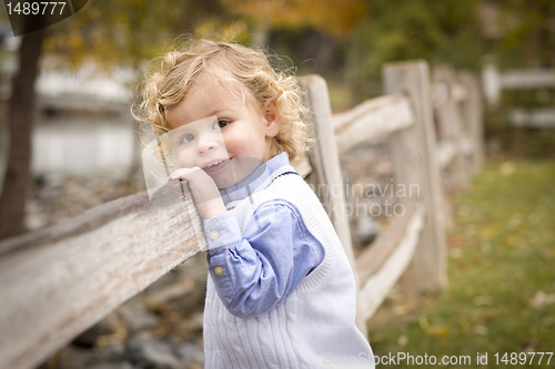 Image of Adorable Young Boy Playing Outside