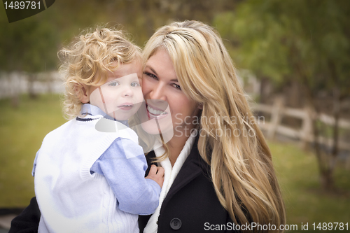 Image of Attractive Mother and Son Portrait Outside