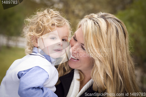 Image of Attractive Mother and Son Portrait Outside