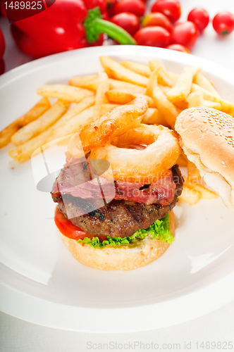 Image of classic hamburger sandwich and fries