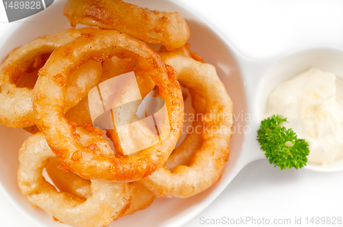 Image of golden deep fried onion rings 