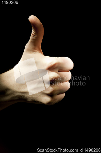 Image of One hand fingers with upped big one