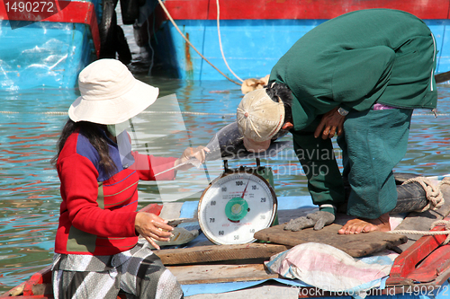 Image of Woman, man and scales