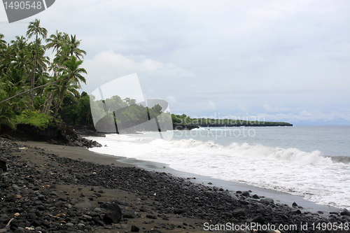 Image of Black sand beach in Samoa