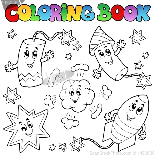 Image of Coloring book fireworks theme 1