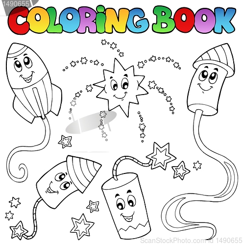 Image of Coloring book fireworks theme 2