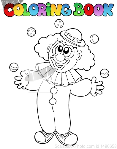 Image of Coloring book with cheerful clown 1