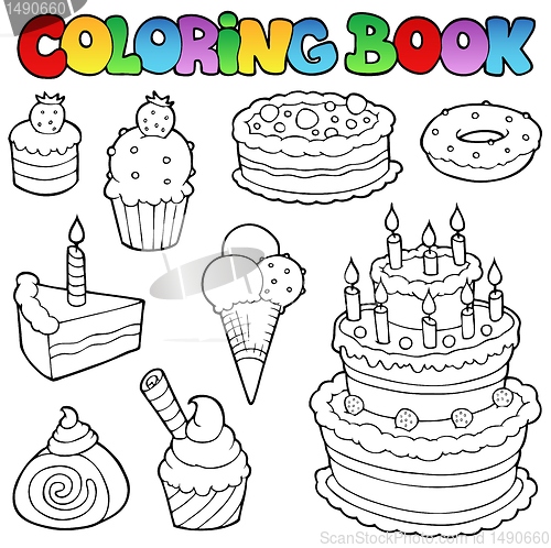 Image of Coloring book various cakes 1