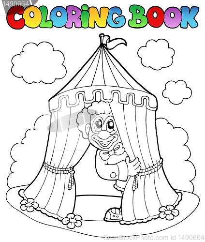 Image of Coloring book with clown and tent