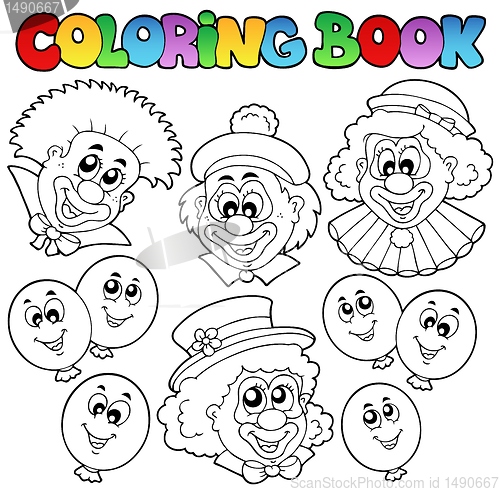 Image of Coloring book with funny clowns
