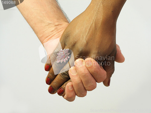 Image of Black and white couple's hands