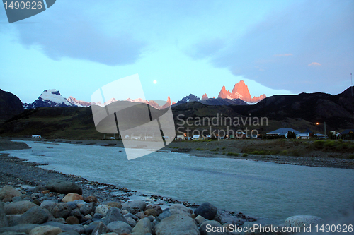 Image of River, moon and mountain