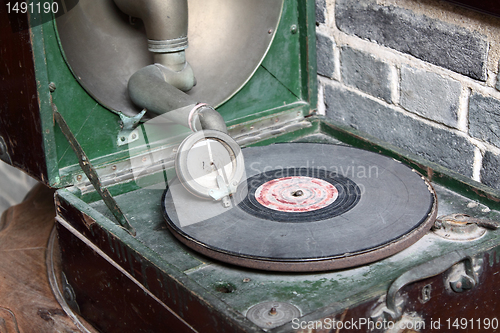 Image of vintage analog turntable from the seventies 