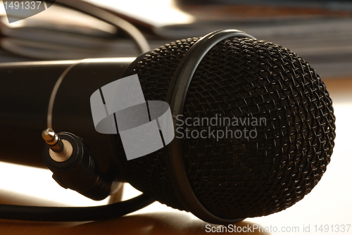 Image of Black microphone closeup