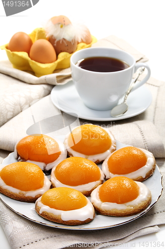 Image of Easter biscuits and a cup of tea.